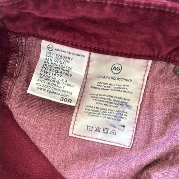 AG Adriano Goldschmied The Farrah High Waist Marron Peak Velvet Skinny Jeans 30R - Picture 12 of 13